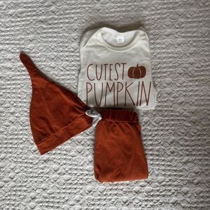 Cutest Pumpkin Baby Outfit Set - Rust Orange & White